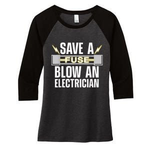 Funny Electrician Electrical Fuse Engineers Women's Tri-Blend 3/4-Sleeve Raglan Shirt