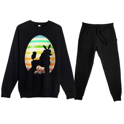 Funny Easter Egg Vintage Style Standard Poodle Dog Easter Premium Crewneck Sweatsuit Set