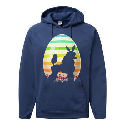 Funny Easter Egg Vintage Style Standard Poodle Dog Easter Performance Fleece Hoodie