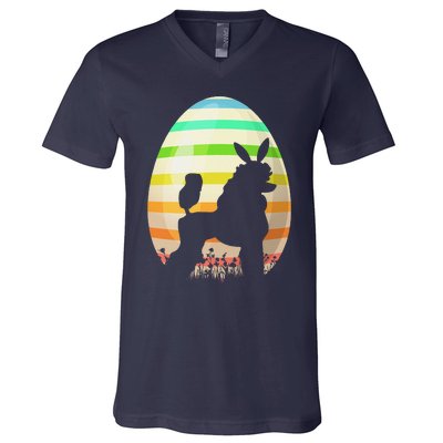 Funny Easter Egg Vintage Style Standard Poodle Dog Easter V-Neck T-Shirt