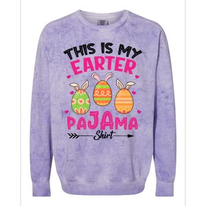 Funny Easter Egg Bunny Ears This Is My Easter Pajama Gift Colorblast Crewneck Sweatshirt