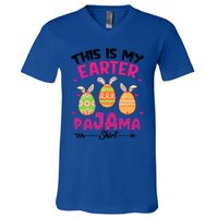 Funny Easter Egg Bunny Ears This Is My Easter Pajama Gift V-Neck T-Shirt