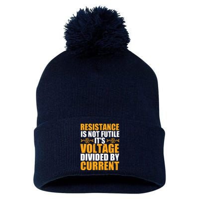 Funny Electrical Engineer Jokes Resistance Formula Pom Pom 12in Knit Beanie