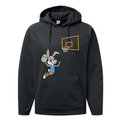 Funny Easter Egg Bunny Dunk Basketball Game Easter Performance Fleece Hoodie