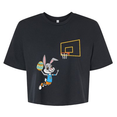 Funny Easter Egg Bunny Dunk Basketball Game Easter Bella+Canvas Jersey Crop Tee