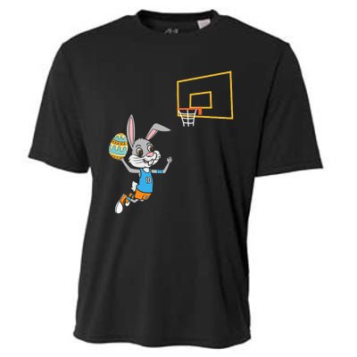 Funny Easter Egg Bunny Dunk Basketball Game Easter Cooling Performance Crew T-Shirt