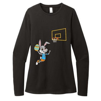 Funny Easter Egg Bunny Dunk Basketball Game Easter Womens CVC Long Sleeve Shirt