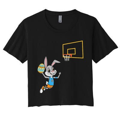 Funny Easter Egg Bunny Dunk Basketball Game Easter Women's Crop Top Tee