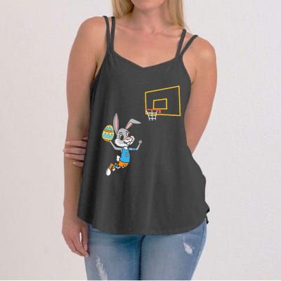 Funny Easter Egg Bunny Dunk Basketball Game Easter Women's Strappy Tank