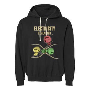 Funny Electricity Explained Ohm Law Graphics Design Gift Garment-Dyed Fleece Hoodie