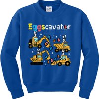 Funny Eggscavator Easter Egg Hunt Construction Trucks Kids Sweatshirt