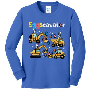 Funny Eggscavator Easter Egg Hunt Construction Trucks Kids Long Sleeve Shirt