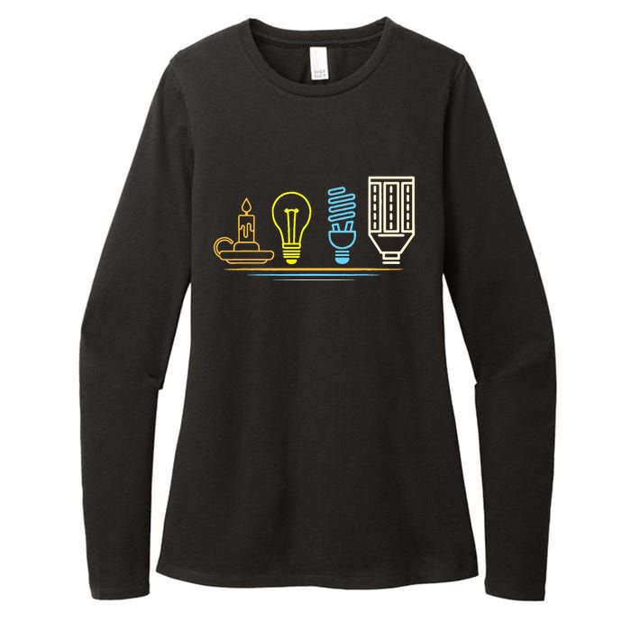 Funny Electrician Engineer Light Bulb Electricity Womens CVC Long Sleeve Shirt