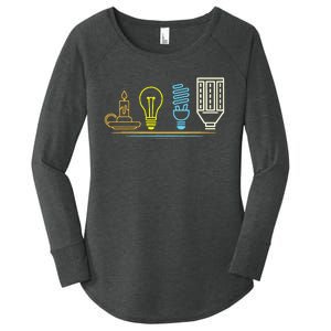 Funny Electrician Engineer Light Bulb Electricity Women's Perfect Tri Tunic Long Sleeve Shirt