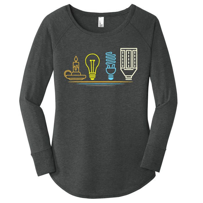 Funny Electrician Engineer Light Bulb Electricity Women's Perfect Tri Tunic Long Sleeve Shirt