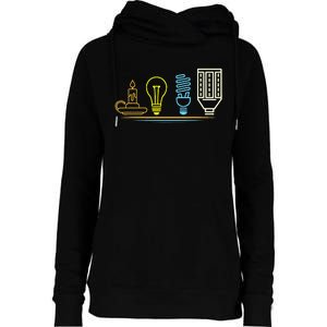 Funny Electrician Engineer Light Bulb Electricity Womens Funnel Neck Pullover Hood