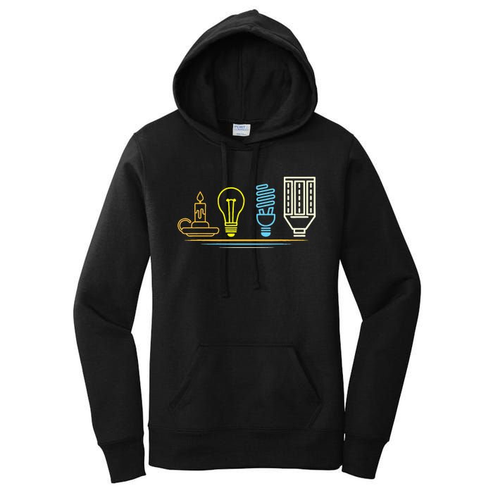 Funny Electrician Engineer Light Bulb Electricity Women's Pullover Hoodie