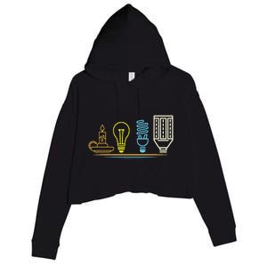 Funny Electrician Engineer Light Bulb Electricity Crop Fleece Hoodie