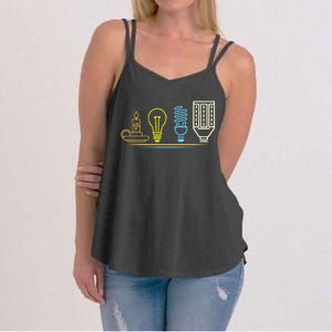 Funny Electrician Engineer Light Bulb Electricity Women's Strappy Tank