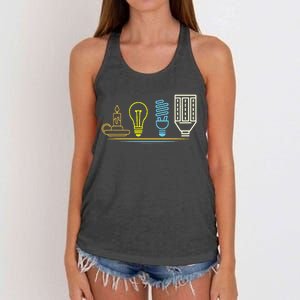 Funny Electrician Engineer Light Bulb Electricity Women's Knotted Racerback Tank