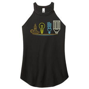 Funny Electrician Engineer Light Bulb Electricity Women's Perfect Tri Rocker Tank