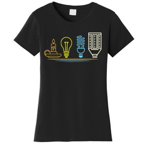 Funny Electrician Engineer Light Bulb Electricity Women's T-Shirt