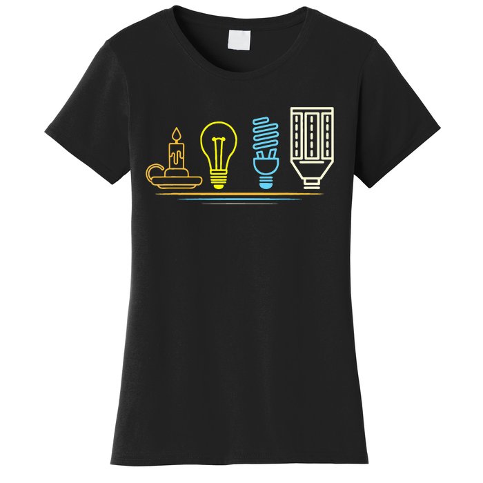 Funny Electrician Engineer Light Bulb Electricity Women's T-Shirt