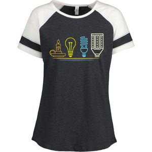 Funny Electrician Engineer Light Bulb Electricity Enza Ladies Jersey Colorblock Tee