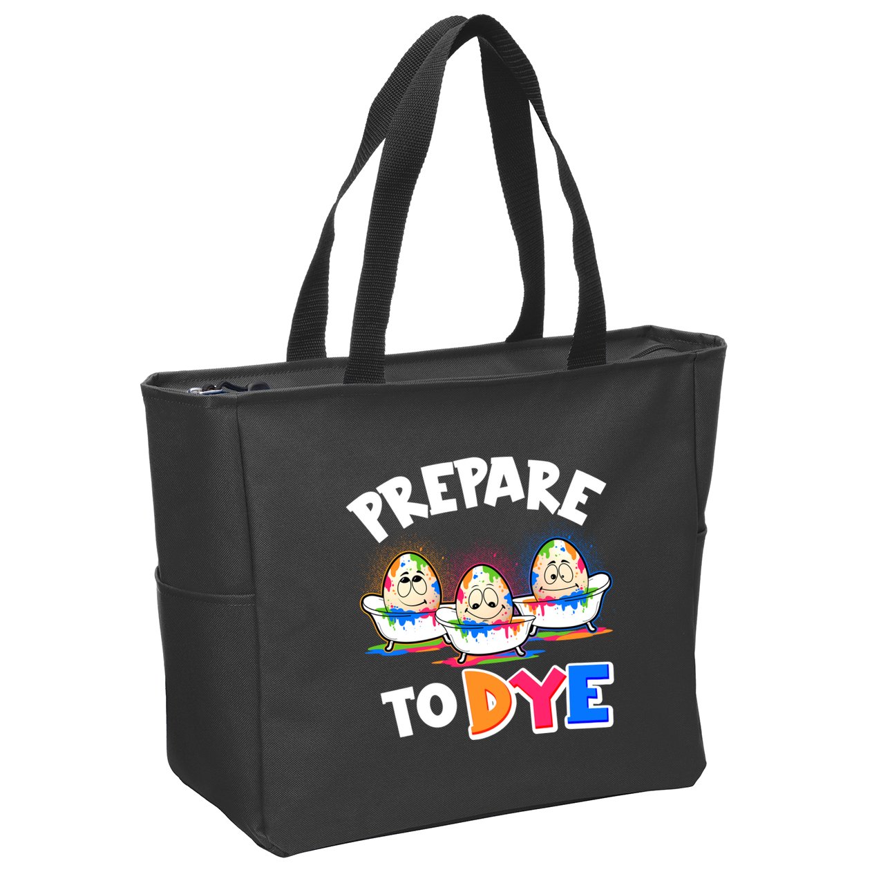 Funny Easter Eggs Prepare To Dye Zip Tote Bag