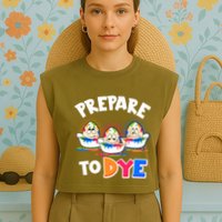 Funny Easter Eggs Prepare To Dye Garment-Dyed Women's Muscle Tee