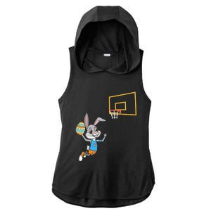 Funny Easter Egg Bunny Dunk Basketball Game Easter Ladies PosiCharge Tri-Blend Wicking Draft Hoodie Tank