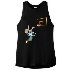 Funny Easter Egg Bunny Dunk Basketball Game Easter Ladies PosiCharge Tri-Blend Wicking Tank