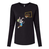 Funny Easter Egg Bunny Dunk Basketball Game Easter Womens Cotton Relaxed Long Sleeve T-Shirt