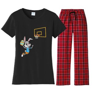 Funny Easter Egg Bunny Dunk Basketball Game Easter Women's Flannel Pajama Set