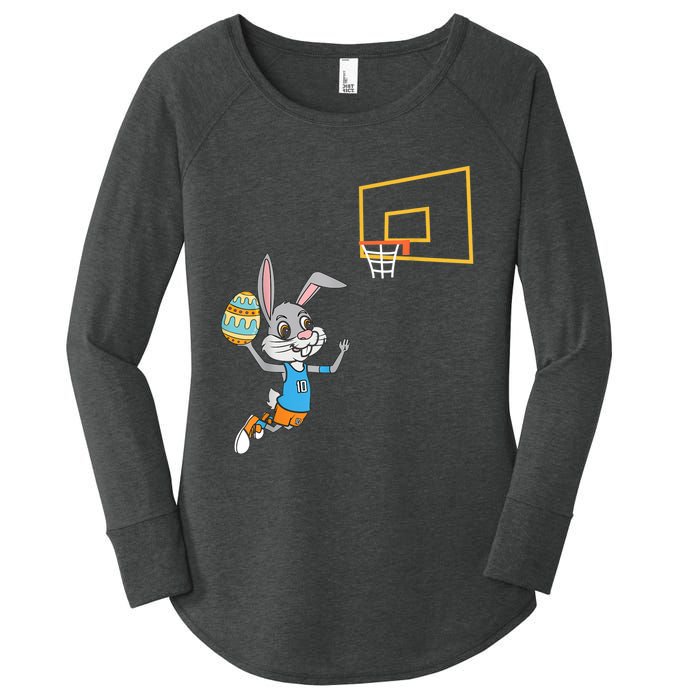 Funny Easter Egg Bunny Dunk Basketball Game Easter Women's Perfect Tri Tunic Long Sleeve Shirt