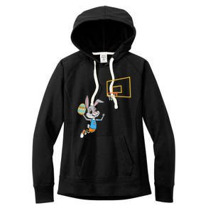 Funny Easter Egg Bunny Dunk Basketball Game Easter Women's Fleece Hoodie