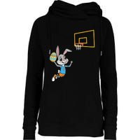 Funny Easter Egg Bunny Dunk Basketball Game Easter Womens Funnel Neck Pullover Hood