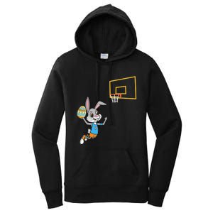 Funny Easter Egg Bunny Dunk Basketball Game Easter Women's Pullover Hoodie