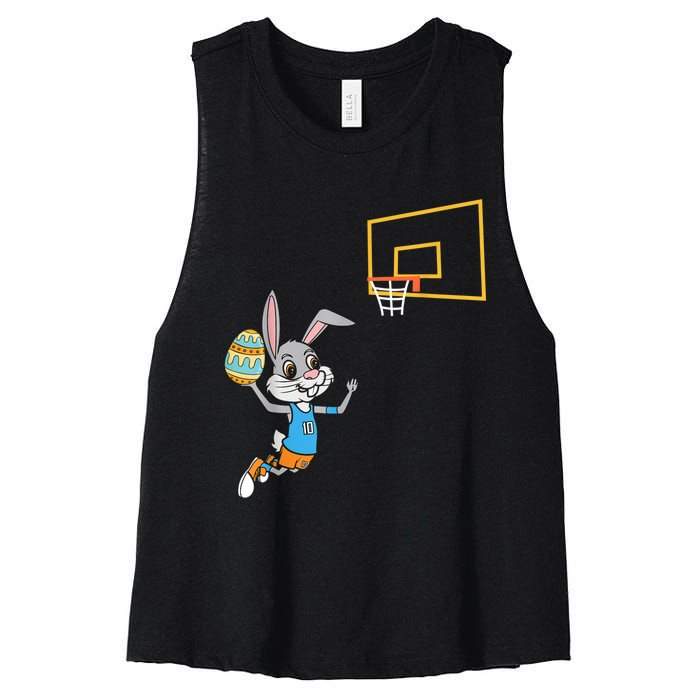 Funny Easter Egg Bunny Dunk Basketball Game Easter Women's Racerback Cropped Tank