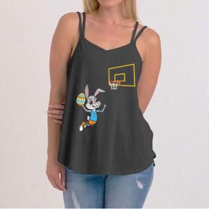 Funny Easter Egg Bunny Dunk Basketball Game Easter Women's Strappy Tank