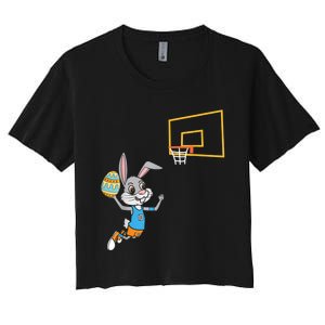 Funny Easter Egg Bunny Dunk Basketball Game Easter Women's Crop Top Tee