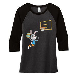 Funny Easter Egg Bunny Dunk Basketball Game Easter Women's Tri-Blend 3/4-Sleeve Raglan Shirt