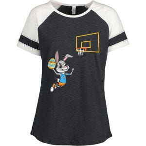 Funny Easter Egg Bunny Dunk Basketball Game Easter Enza Ladies Jersey Colorblock Tee