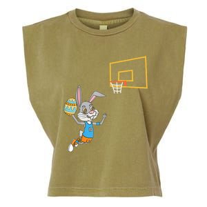 Funny Easter Egg Bunny Dunk Basketball Game Easter Garment-Dyed Women's Muscle Tee