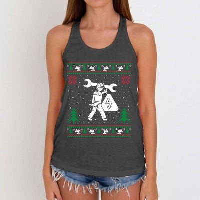 Funny Electrical Engineer Santa Hat Ugly Christmas Sweater Meaningful Gift Women's Knotted Racerback Tank