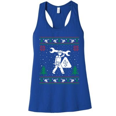 Funny Electrical Engineer Santa Hat Ugly Christmas Sweater Meaningful Gift Women's Racerback Tank