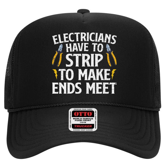 Funny Electrician Electrician Electrical Tools High Crown Mesh Back Trucker Hat