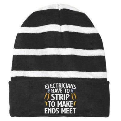 Funny Electrician Electrician Electrical Tools Striped Beanie with Solid Band