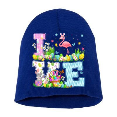 Flamingo Easter Egg Hunt Funny Love Flamingo Easter Sunday Gift Short Acrylic Beanie