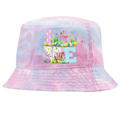 Flamingo Easter Egg Hunt Funny Love Flamingo Easter Sunday Gift Tie-Dyed Bucket Hat